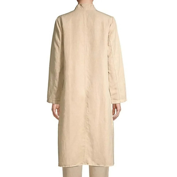 Eileen Fisher tencel linen kimono duster jacket light beige khaki small - Picture 3 of 16